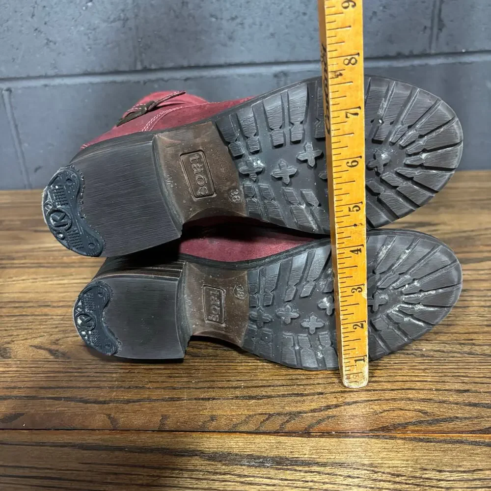 Taos Tall Crave Garnet Red Suede Lace Up Boots EU 38 US 7.5 Buckle - Picture 5 of 6